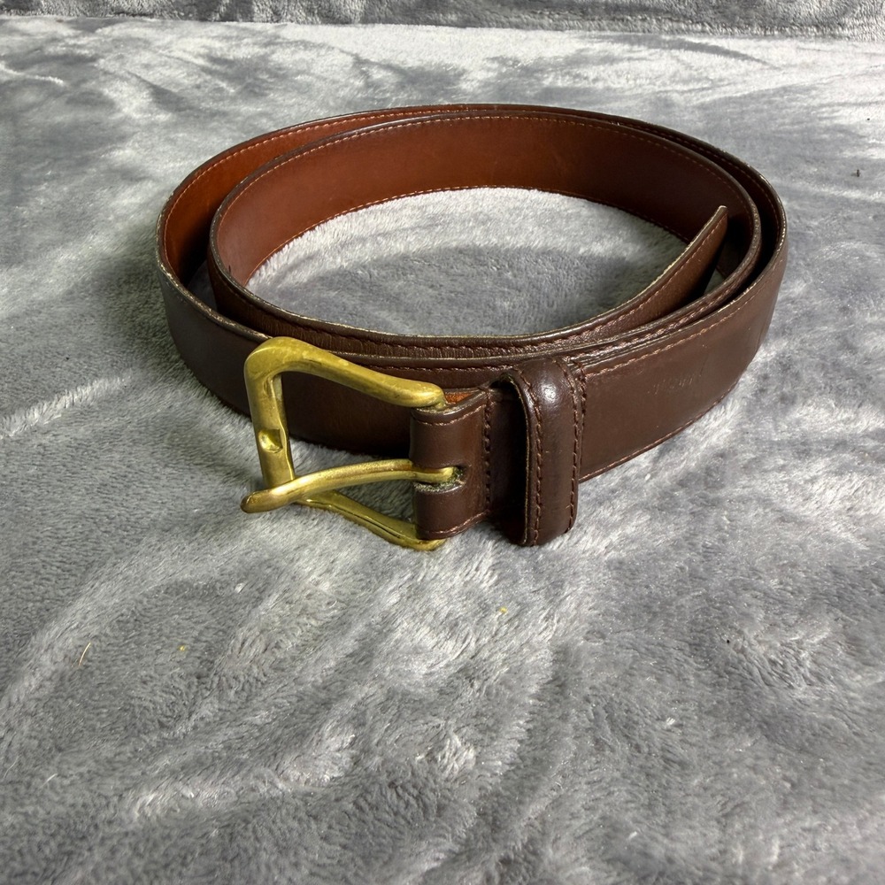 Vintage Coach 5950 Mens 36 Brown Burnished Cowhide Leather Belt Brass Buckle USA